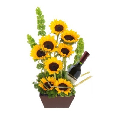 Girasoles y vino