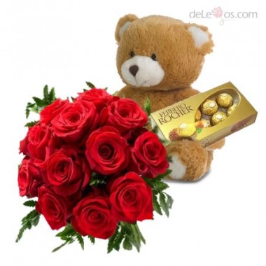 Combo rosas peluche y chocolates