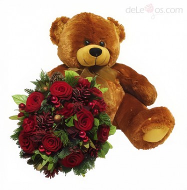 Bouquet Navideo con Oso