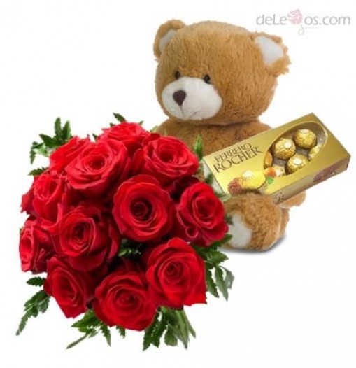 Combo rosas peluche y chocolates